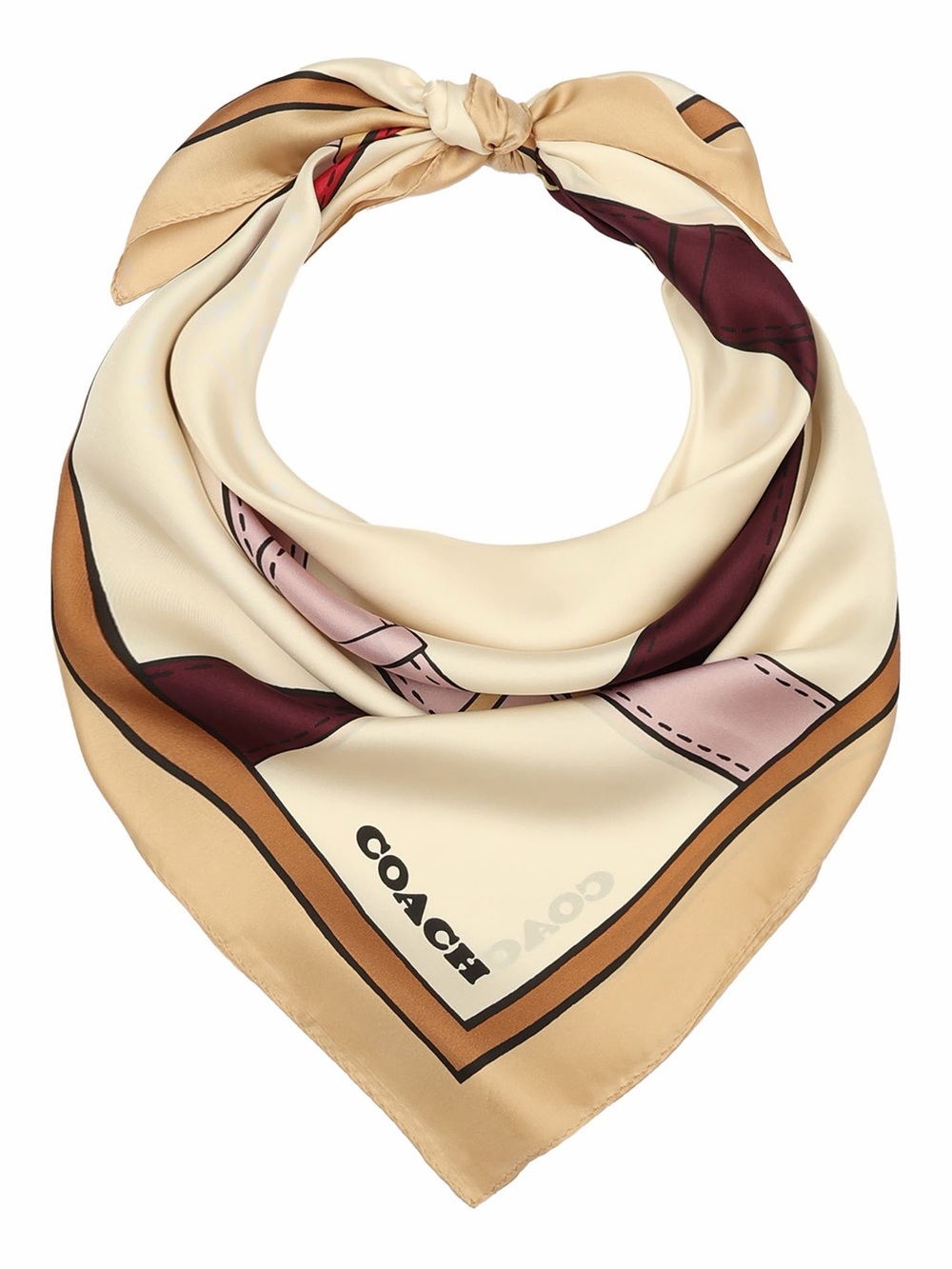 NWT Coach Trompe L'Oeil Leather Belt Printed Silk Square Scarf
